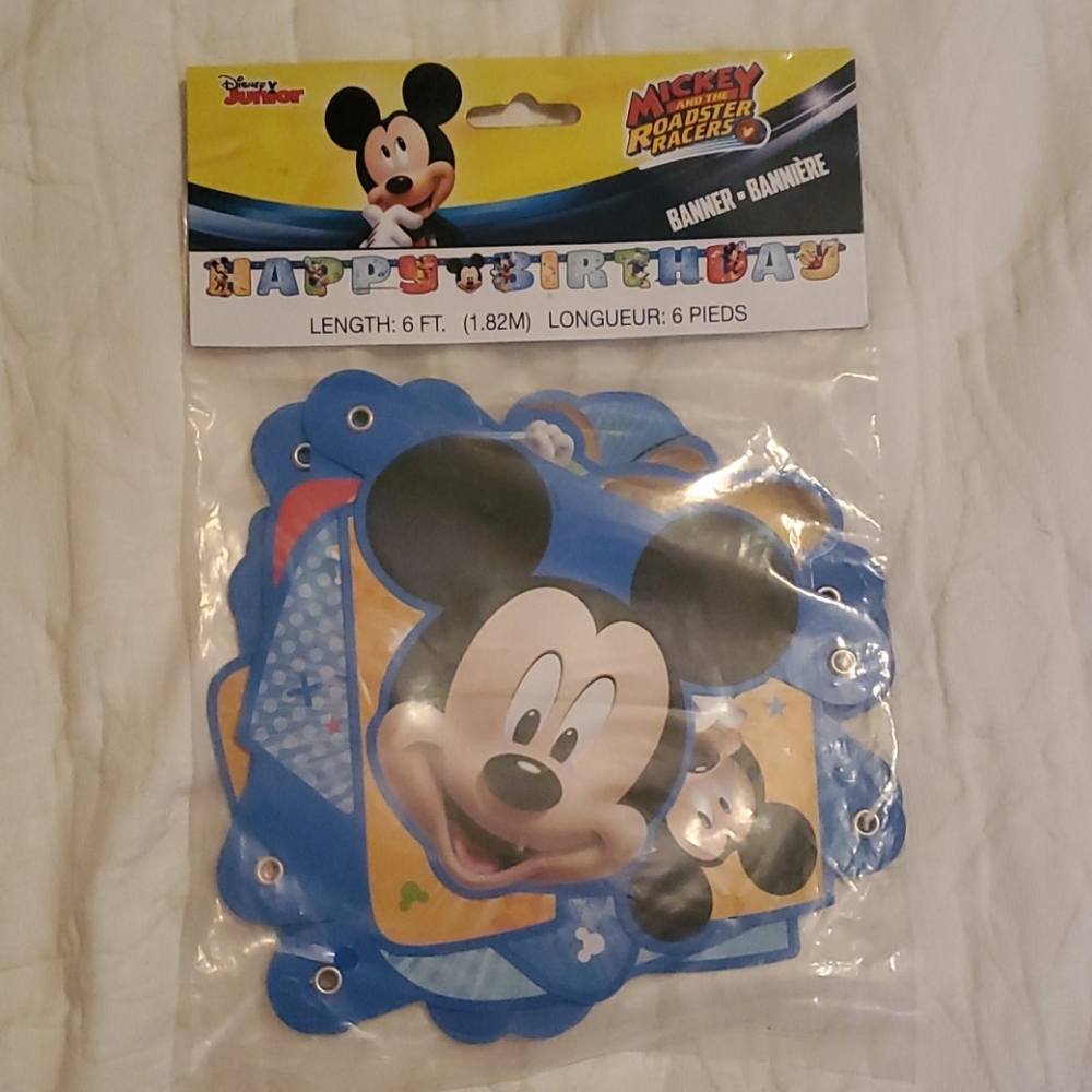 MICKEY MOUSE BANNER THAT SAYS "HAPPY BIRTHDAY"